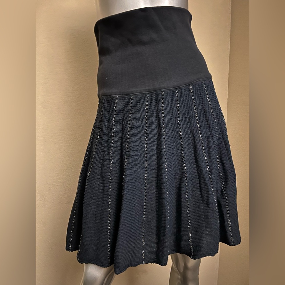#16-Free People fold over knit skirt with metallic threads in dark blue